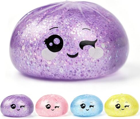 Glitter Dumpling Squishy, with Dumling Mystery Box, Stress Relief Fidget Squeeze Toy for Holiday & Birthday Gifts (Glitter Purple) in Saudi Arabia