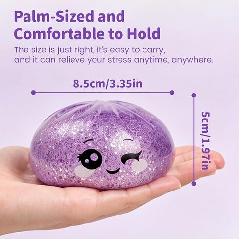 Glitter Dumpling Squishy, with Dumling Mystery Box, Stress Relief Fidget Squeeze Toy for Holiday & Birthday Gifts (Glitter Purple) in Saudi Arabia