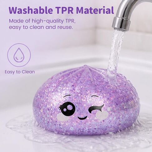 Glitter Dumpling Squishy, with Dumling Mystery Box, Stress Relief Fidget Squeeze Toy for Holiday & Birthday Gifts (Glitter Purple) in Saudi Arabia