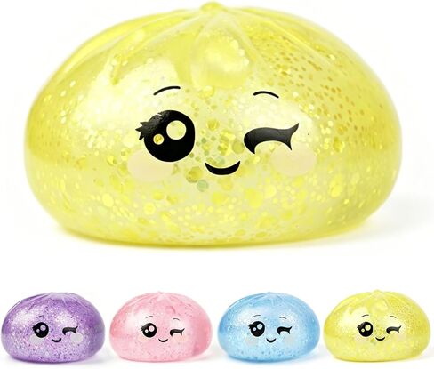 Glitter Dumpling Squishy, with Dumling Mystery Box, Stress Relief Fidget Squeeze Toy for Holiday & Birthday Gifts (Glitter Purple) in Saudi Arabia