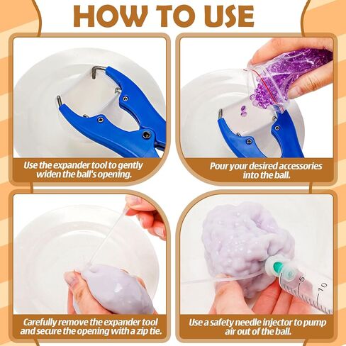 Simgoing 24 Set DIY Stress Ball Making Kit, 24 Blank Stress Pressure Ball Skin, 6 Fillers, Vacuum Evacuating Device & Expander Tool Make Your Own Fidget Pressure Balls for Adults in Kuwait