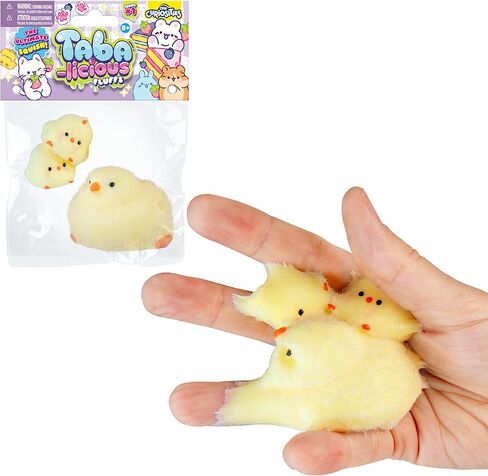 مجموعة عائلة ORB Tabalicious Fluffs TABA Squishy Chick Family (أصفر) - 3 فراخ اسفنجية مع تدفق - ناعمة، لزجة، TABA Squishies - متعة تخفيف التوتر - ألعاب Kawaii الحسية والتململ للأطفال والكبار in Kuwait