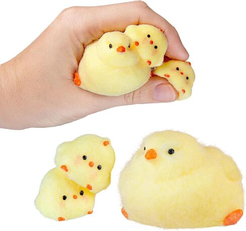 مجموعة عائلة ORB Tabalicious Fluffs TABA Squishy Chick Family (أصفر) - 3 فراخ اسفنجية مع تدفق - ناعمة، لزجة، TABA Squishies - متعة تخفيف التوتر - ألعاب Kawaii الحسية والتململ للأطفال والكبار in Kuwait