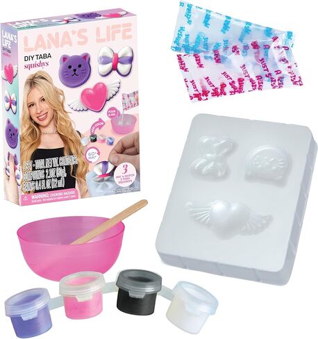 مجموعة Lana's Life DIY TABA Squishy Kit V1 - مجموعة حرفية للأطفال - اصنع ألعاب TABA الإسفنجية المستوحاة من Lana - تتضمن قالب السيليكون والمزيج والألوان والمزيد لصناعة إسفنجات لطيفة - الكل في مجموعة واحدة in Kuwait