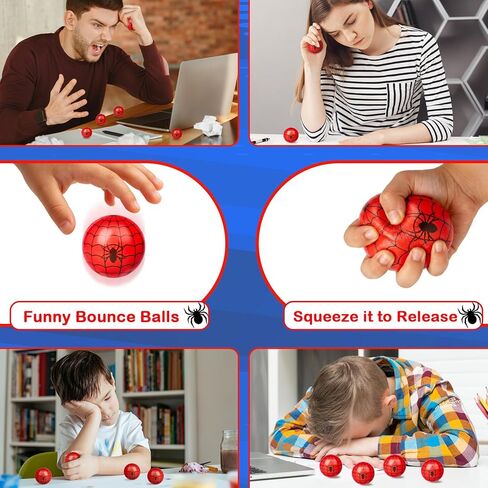 24 Pieces Spider Stress Balls Birthday Party Favors Anxiety Relief Fidget Toys Game Party Decorations Classroom Gifts Prizes for Student Red in Kuwait