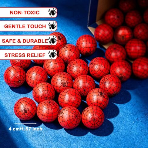 24 Pieces Spider Stress Balls Birthday Party Favors Anxiety Relief Fidget Toys Game Party Decorations Classroom Gifts Prizes for Student Red in Kuwait