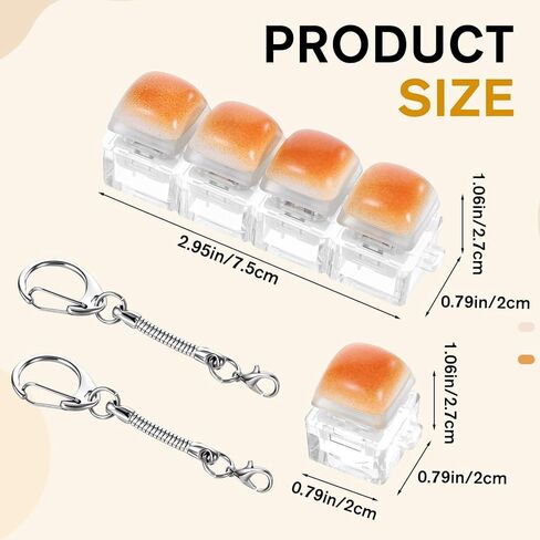 2 Pack Keyboard Fidget Toy Bread Shape Fidget Clicker Keychain Cute Quiet Keyboard Toys 4-in-1 Button Novelty Finger Clicker Toys for Adults Work Travel Office Home Women Men Gifts Backpack Accessory in Saudi Arabia
