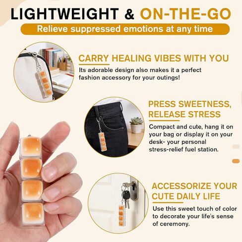 2 Pack Keyboard Fidget Toy Bread Shape Fidget Clicker Keychain Cute Quiet Keyboard Toys 4-in-1 Button Novelty Finger Clicker Toys for Adults Work Travel Office Home Women Men Gifts Backpack Accessory in Saudi Arabia