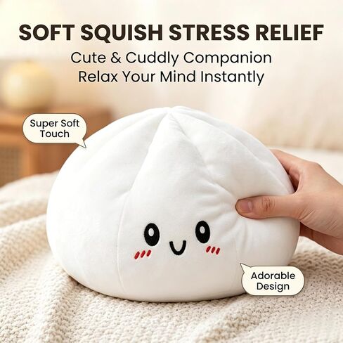 Glitter Dumpling Soft Toy, Surprise Box Slow Rebound Stress Relief Toy, Squeeze Sensory Fidget Toy, Stretchy Decompression Desk Toy with Food Steamer for Kids and Adults (10in Plush Pillow) in Saudi Arabia