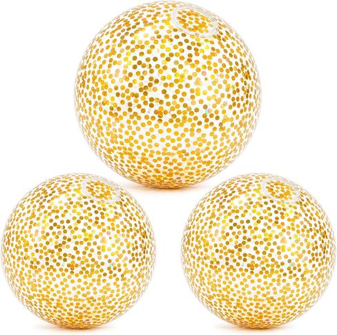 Inflatable Beach Balls, 3Pcs Glitter Beach Balls, Swimming Pool Beach Ball with Colorful Confetti, Sparkling Ball Pelota de Playa for Kids Toddlers Adults Summer Pool Party Favors in Saudi Arabia