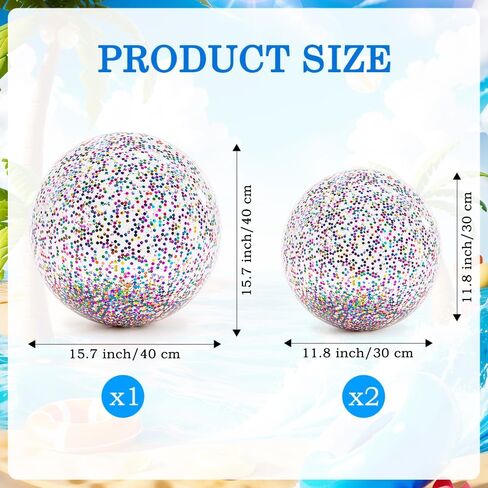 Inflatable Beach Balls, 3Pcs Glitter Beach Balls, Swimming Pool Beach Ball with Colorful Confetti, Sparkling Ball Pelota de Playa for Kids Toddlers Adults Summer Pool Party Favors in Saudi Arabia