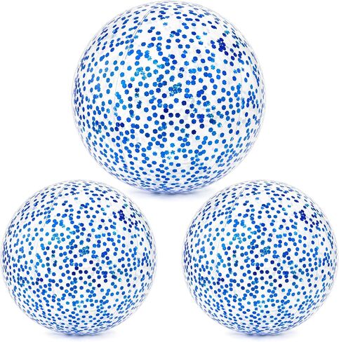Inflatable Beach Balls, 3Pcs Glitter Beach Balls, Swimming Pool Beach Ball with Colorful Confetti, Sparkling Ball Pelota de Playa for Kids Toddlers Adults Summer Pool Party Favors in Saudi Arabia