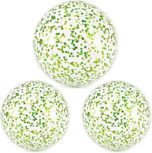 Inflatable Beach Balls, 3Pcs Glitter Beach Balls, Swimming Pool Beach Ball with Colorful Confetti, Sparkling Ball Pelota de Playa for Kids Toddlers Adults Summer Pool Party Favors in Saudi Arabia