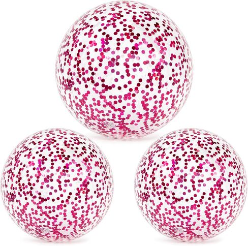 Inflatable Beach Balls, 3Pcs Glitter Beach Balls, Swimming Pool Beach Ball with Colorful Confetti, Sparkling Ball Pelota de Playa for Kids Toddlers Adults Summer Pool Party Favors in Saudi Arabia