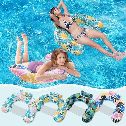 ANNIL Inflatable Pool Float Chair with Ergonomic Headrest & Cup Holder, Comfortable Water Lounge Floaties for Adults, Ideal for Summer Swimming Pool, Beach & Pool Party in Saudi Arabia