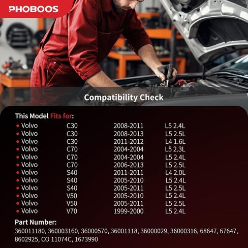 ضاغط تكييف الهواء PHOBOOS مع قابض متوافق مع القابض المتوافق مع فولفو C70 2004/2006-2013، C30 2008-2013، S40/V50 2005-2011، V70 1999-2000، 1.6L 2.0L 2.3L 2.4L 2.5L، Ref. كو-11074C in Kuwait