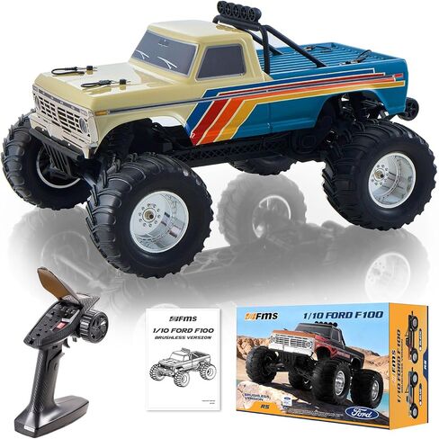 FCXㅤ FMS 1/10 Ford F-100 S Brushless RC Crawler, RS 2WD Off-Road Truck with Wheelie Bar, High-Torque Motor, Hobby Grade Remote Control Car for Adults (Navy Blue) in Saudi Arabia