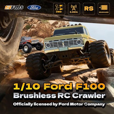 FCXㅤ FMS 1/10 Ford F-100 S Brushless RC Crawler, RS 2WD Off-Road Truck with Wheelie Bar, High-Torque Motor, Hobby Grade Remote Control Car for Adults (Navy Blue) in Saudi Arabia