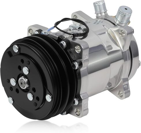 Universal A/C Compressor with Clutch Fit for Sanden 508 2PK Style, 2 Groove V-Belt, Chrome Plated Aluminum Housing in Kuwait