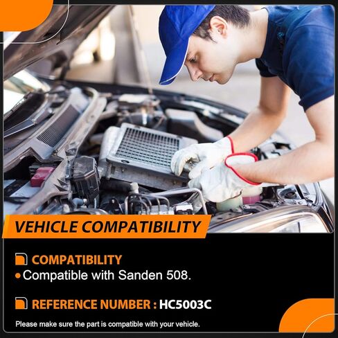 Universal A/C Compressor with Clutch Fit for Sanden 508 2PK Style, 2 Groove V-Belt, Chrome Plated Aluminum Housing in Kuwait