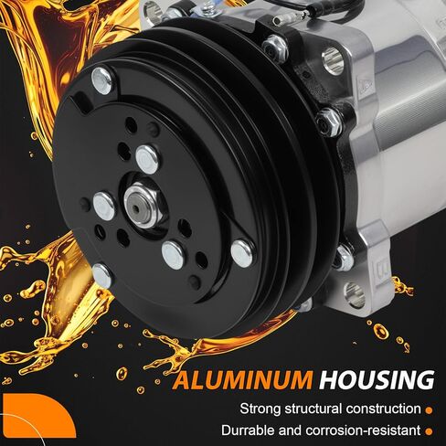 Universal A/C Compressor with Clutch Fit for Sanden 508 2PK Style, 2 Groove V-Belt, Chrome Plated Aluminum Housing in Kuwait