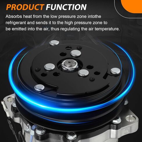 Universal A/C Compressor with Clutch Fit for Sanden 508 2PK Style, 2 Groove V-Belt, Chrome Plated Aluminum Housing in Kuwait