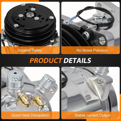 Universal A/C Compressor with Clutch Fit for Sanden 508 2PK Style, 2 Groove V-Belt, Chrome Plated Aluminum Housing in Kuwait