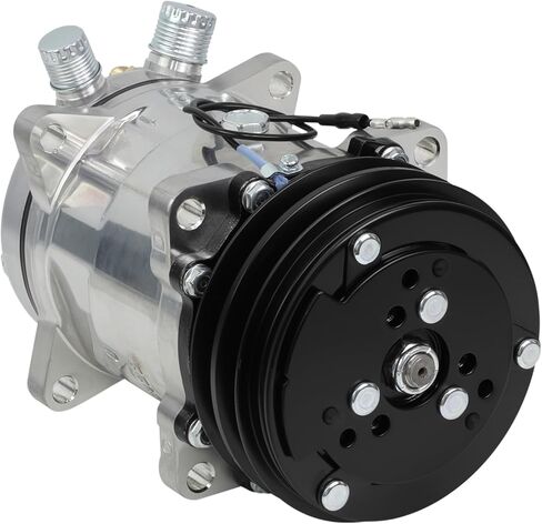 Universal A/C Compressor with Clutch Fit for Sanden 508 2PK Style, 2 Groove V-Belt, Chrome Plated Aluminum Housing in Kuwait