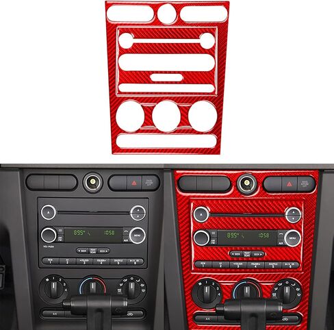 Accessories Interior Trim Stickers Gear Shift Box Panel Trim Cover for Car Red Real Soft Carbon Fiber Compatible with Ford Mustang GT Shelby 2005 2006 2007 2008 2009 5PCS in Kuwait