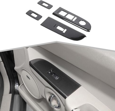 JeCar Window Lift Switch Button Cover Trim Kit Interior Accessories Compatible with Jeep Grand Cherokee & Grand Commander 2006-2010, Carbon Fiber Texture in Kuwait