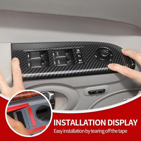 JeCar Window Lift Switch Button Cover Trim Kit Interior Accessories Compatible with Jeep Grand Cherokee & Grand Commander 2006-2010, Carbon Fiber Texture in Kuwait