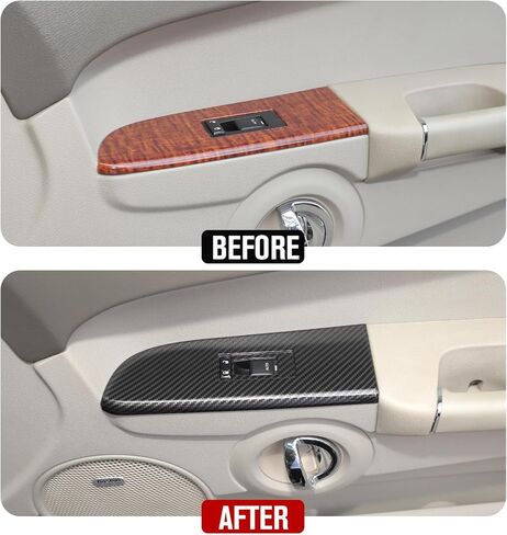 JeCar Window Lift Switch Button Cover Trim Kit Interior Accessories Compatible with Jeep Grand Cherokee & Grand Commander 2006-2010, Carbon Fiber Texture in Kuwait