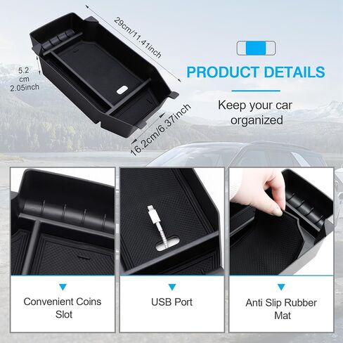 PIFOOG Center Console Organizer for Honda Accord 2025 2024 2023 Accessories Car Storage Armrest Box Tray with Anti Slip Mats Black 1PC in Saudi Arabia