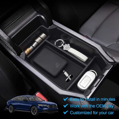 PIFOOG Center Console Organizer for Honda Accord 2025 2024 2023 Accessories Car Storage Armrest Box Tray with Anti Slip Mats Black 1PC in Saudi Arabia
