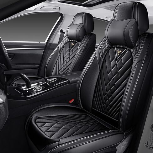 Car Seat Covers Front Seats for Infiniti Q60 2014-2022, Waterproof Nappa Leather Car Seat Cover, Full Coverage Car Seat Covers Sets(2 Seats with Headrests/Black) in Saudi Arabia