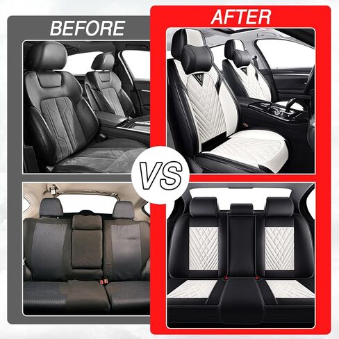 Truck Seat Covers for Ford Bronco 2022-2026, Premium Nappa Leather Waterproof & Anti-Slip, Full Coverage Customized fit Ford Bronco Seat Covers Full Set (5 Seats Luxury,Black-White) in Saudi Arabia