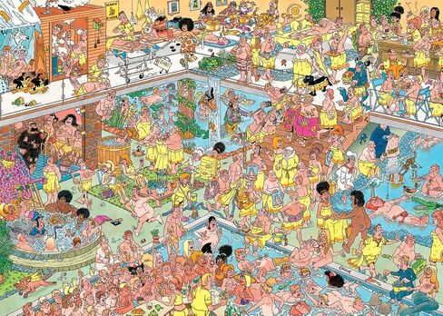 Jan Van Haasteren - JVH - Warm Front, Chaos in - Not So Wellness - Adult Jigsaw Puzzle - Humorous - 100% Recycled Cardboard - 1000 Pieces - Jumbo in Saudi Arabia