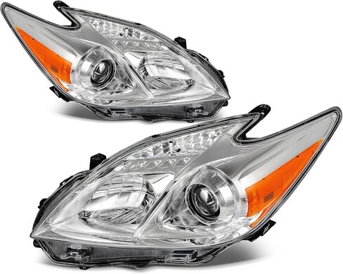 Headlight Assembly fit 2010-2011 for Toyota Prius 1.8L Driver and Passenger Side Chrome Housing Clear Lens Headlamp Replacement TO2518122 TO2519122 8117047212 8113047212 in Saudi Arabia