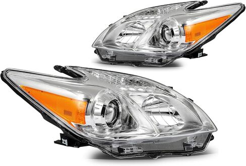 Headlight Assembly fit 2010-2011 for Toyota Prius 1.8L Driver and Passenger Side Chrome Housing Clear Lens Headlamp Replacement TO2518122 TO2519122 8117047212 8113047212 in Saudi Arabia