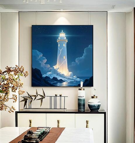 APTDYIGL 5D Lighthouse Sea Diamond Painting Kits for Adults Beginner,DIY Diamond Art Kits for Adults,Round Full Drill Diamond Dots with Gem Art Kits,Home Wall Decor 13.7X13.7inch in Saudi Arabia