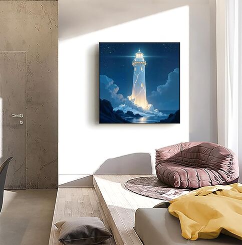 APTDYIGL 5D Lighthouse Sea Diamond Painting Kits for Adults Beginner,DIY Diamond Art Kits for Adults,Round Full Drill Diamond Dots with Gem Art Kits,Home Wall Decor 13.7X13.7inch in Saudi Arabia