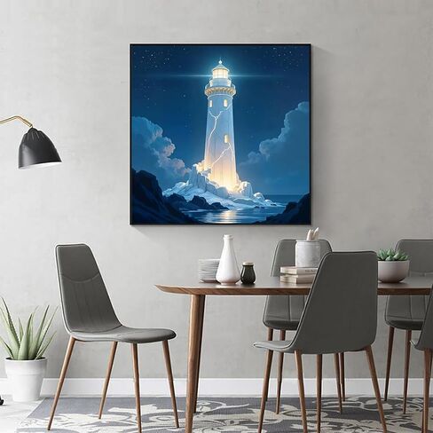 APTDYIGL 5D Lighthouse Sea Diamond Painting Kits for Adults Beginner,DIY Diamond Art Kits for Adults,Round Full Drill Diamond Dots with Gem Art Kits,Home Wall Decor 13.7X13.7inch in Saudi Arabia