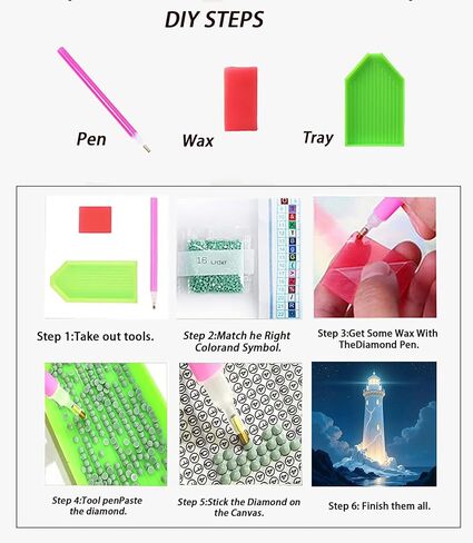 APTDYIGL 5D Lighthouse Sea Diamond Painting Kits for Adults Beginner,DIY Diamond Art Kits for Adults,Round Full Drill Diamond Dots with Gem Art Kits,Home Wall Decor 13.7X13.7inch in Saudi Arabia