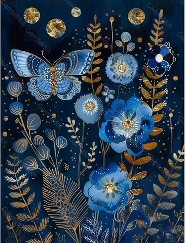 KTHOFCY 5D DIY Diamond Painting Kits for Adults, Blue Butterfly Flower Full Drill Embroidery Cross Stitch Crystal Rhinestone Paintings Pictures Arts Wall Decor Painting Dots Kits 11.8X15.7inch in Kuwait