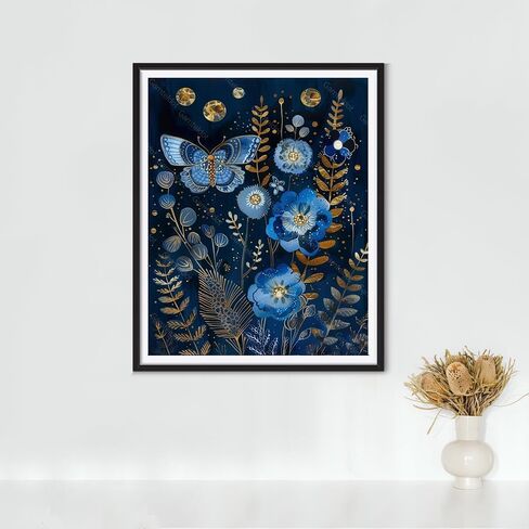 KTHOFCY 5D DIY Diamond Painting Kits for Adults, Blue Butterfly Flower Full Drill Embroidery Cross Stitch Crystal Rhinestone Paintings Pictures Arts Wall Decor Painting Dots Kits 11.8X15.7inch in Kuwait