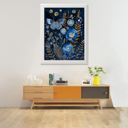 KTHOFCY 5D DIY Diamond Painting Kits for Adults, Blue Butterfly Flower Full Drill Embroidery Cross Stitch Crystal Rhinestone Paintings Pictures Arts Wall Decor Painting Dots Kits 11.8X15.7inch in Kuwait