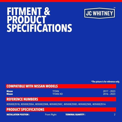 مشغل قفل الباب الأمامي الأيمن JC Whitney JFBAJCWDLA00218 - متوافق مع Nissan Titan 2017-2023، Titan XD 2016-2023 in Kuwait