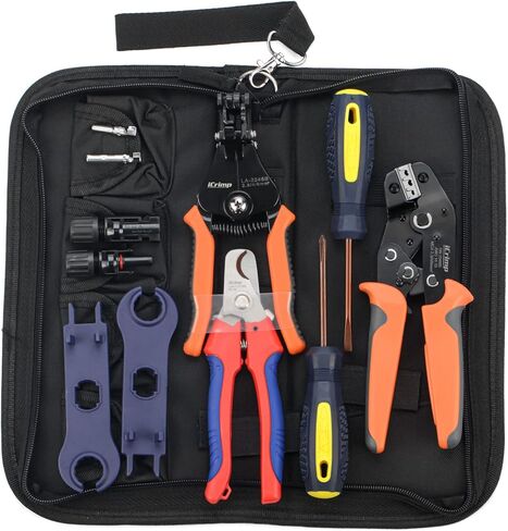 iCrimp MC4 Solar Crimping Tool Kit, 14-10 AWG / 2.5-6mm² PV Cable Crimper with Wire Stripper, Cutter, Spanners and Connectors in Kuwait