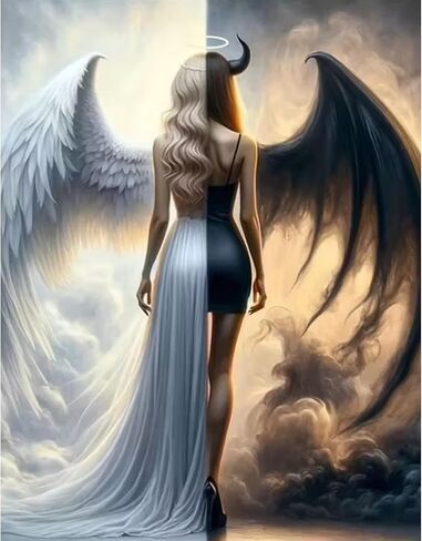 MOMDEDP 5D Angel Devil Diamond Painting Kits for Adults, Angel Wings Diamond Art Kits for,DIY Full Drill Diamond Dot Gem Art Kits for Adults Beginners,Wall Home Decor 12 X 16 inch in Saudi Arabia