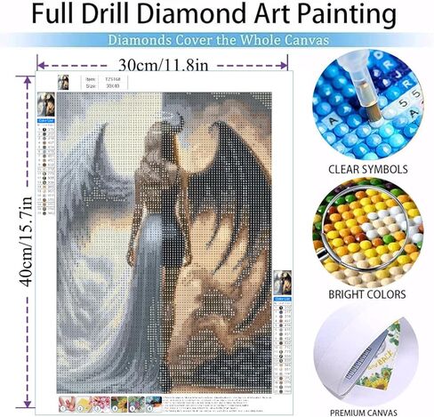 MOMDEDP 5D Angel Devil Diamond Painting Kits for Adults, Angel Wings Diamond Art Kits for,DIY Full Drill Diamond Dot Gem Art Kits for Adults Beginners,Wall Home Decor 12 X 16 inch in Saudi Arabia